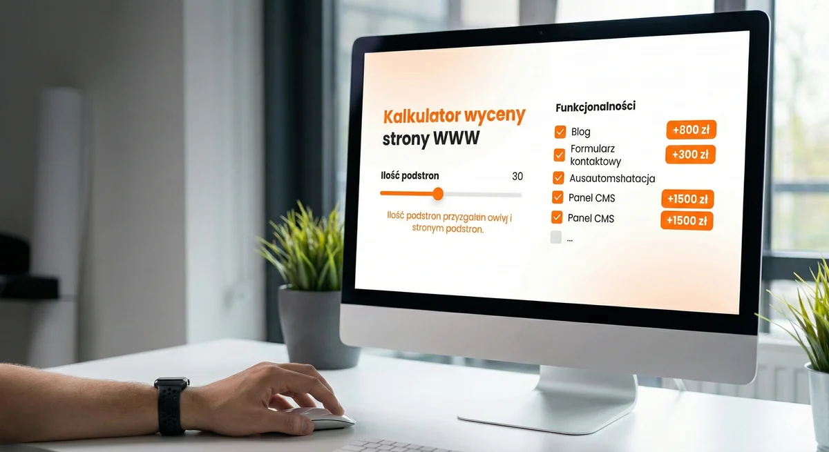Kalkulator wyceny strony WWW - Darmowy kalkulator online do szacowania kosztów projektowania i wdrożenia strony internetowej